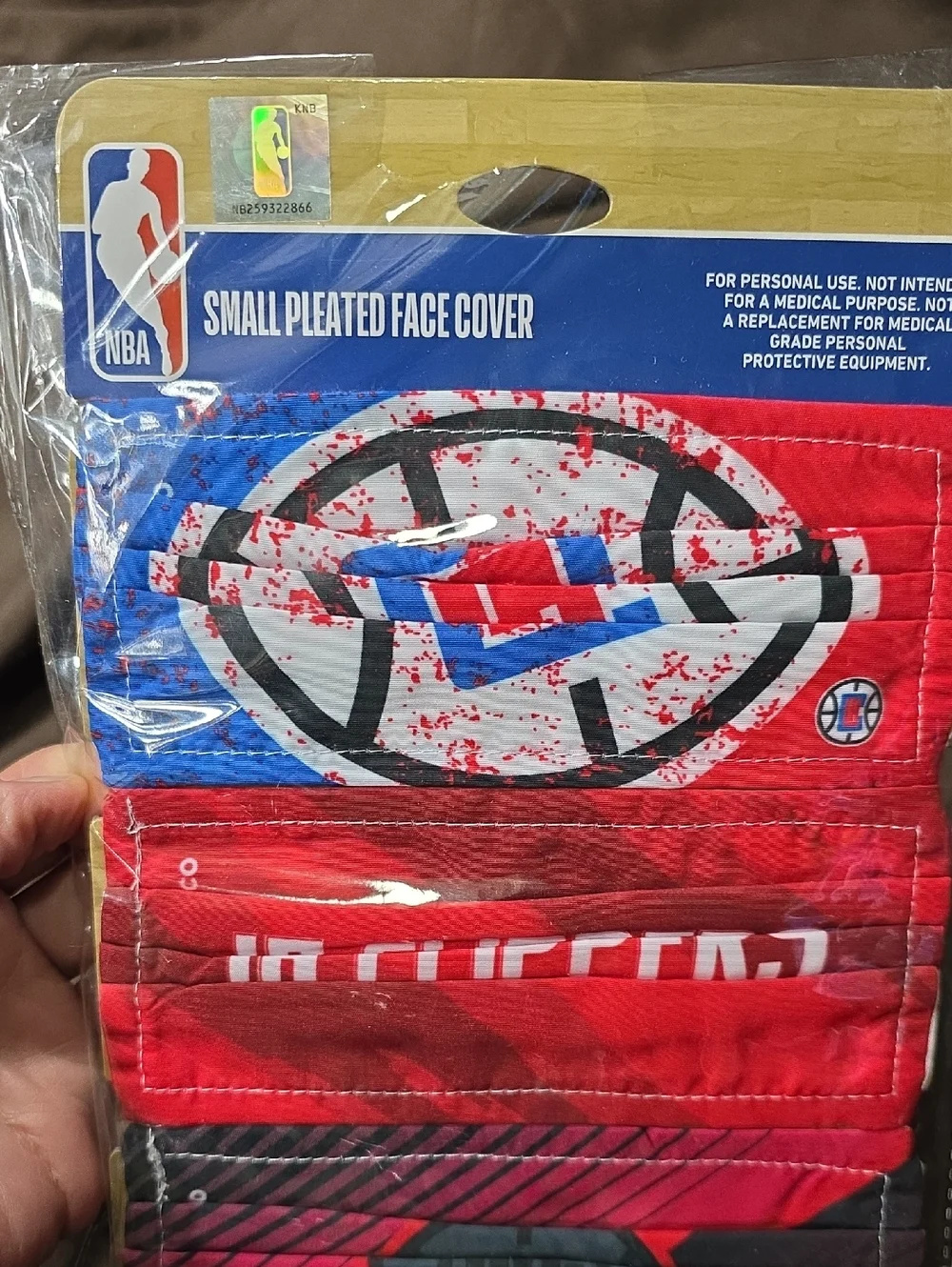 NBA Red, Blue, White Pleated Face Cover La Clippers Small